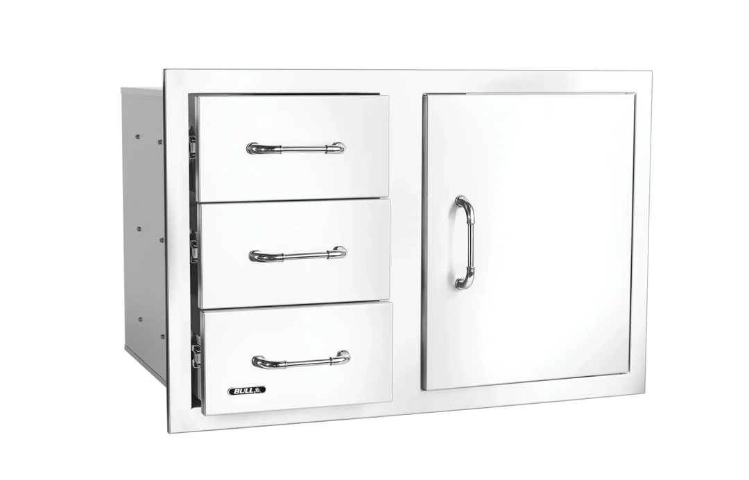 30” Stainless Steel 3 Drawer Door Combo with Reveal