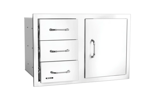 30” Stainless Steel 3 Drawer Door Combo with Reveal